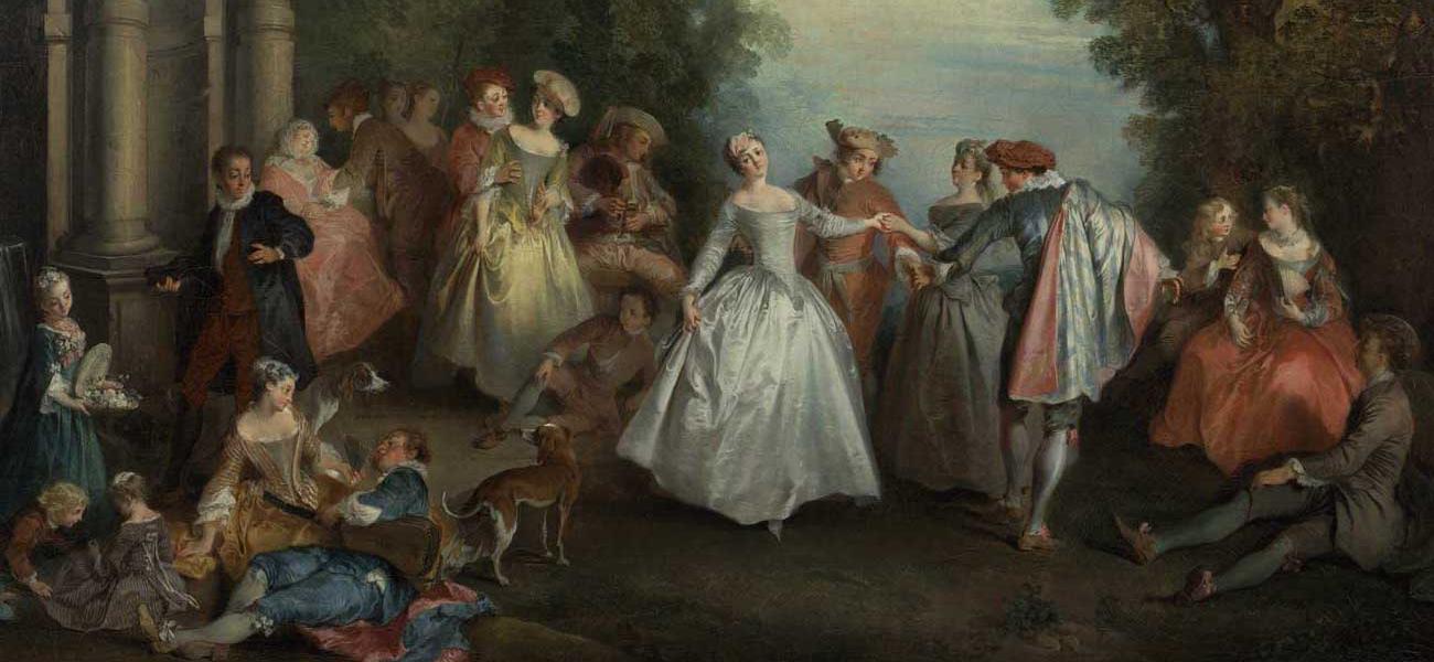 Nicolas Lancret (French, 1690 - 1743) Dance before a Fountain, by 1724, Oil on canvas 97.8 x 130.8 cm (38 1/2 x 51 1/2 in.) The J. Paul Getty Museum, Los Angeles